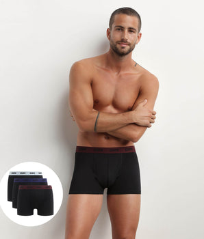 Lot de 3 boxers homme noir ceinture colorée Raisin Mix & Colors