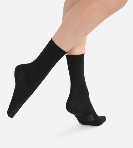 Lot de 2 paires de chaussettes noires Femme en coton modal - Féminin - Taille 35/38