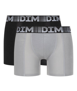 Lot de 2 boxers longs homme respirants Noir Gris 3D Flex Air