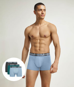 Lot de 3 boxers homme coton stretch ceinture 3D Bleu Vert Dim Powerful