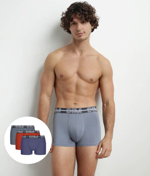 Lot de 3 boxers homme à ceinture 3D Bleu Rouge Gris Dim Powerful