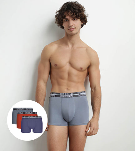 DIM - Lot de 3 boxers homme à ceinture 3D Bleu Rouge Gris Dim Powerful en Soldes - Masculin - taille 3