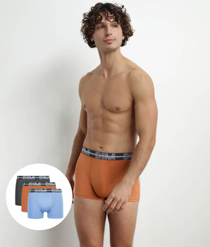 Lot de 3 boxers homme à ceinture 3D Gris Bleu Orange Dim Powerful