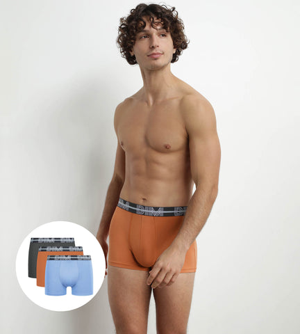 DIM - Lot de 3 boxers homme à ceinture 3D Gris Bleu Orange Dim Powerful en Soldes - Masculin - taille 3