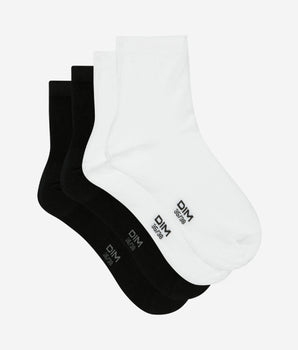 Lot de 2 paires de socquettes en coton blanches et noires