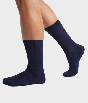 Lot de 2 paires de chaussettes homme Bleu Marine en fil d’Écosse Dim