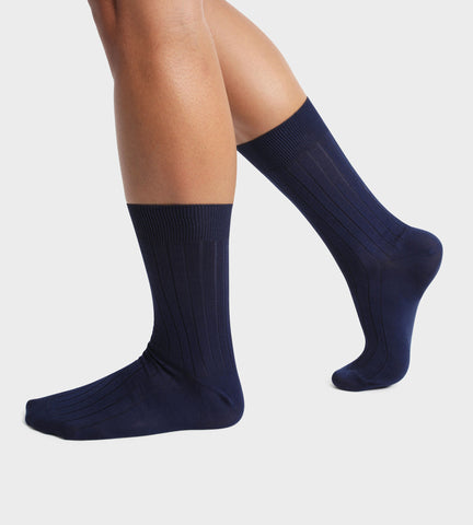 Lot de 2 paires de chaussettes homme Bleu Marine en fil d Écosse Dim - Masculin - Taille 39/42