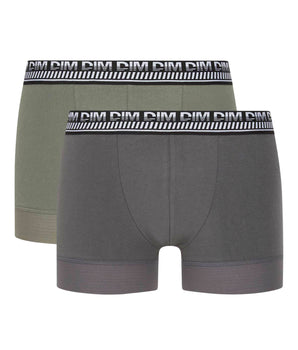 Lot de 2 boxers homme en coton extensible Vert Olive Stay and Fit