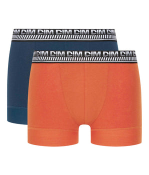 Lot de 2 boxers homme en coton extensible Bleu Orange Stay and Fit