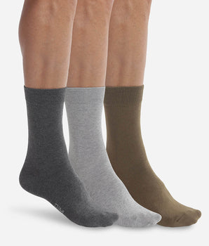 Lot de 3 paires de chaussettes homme Gris Kaki Dim Basic Coton