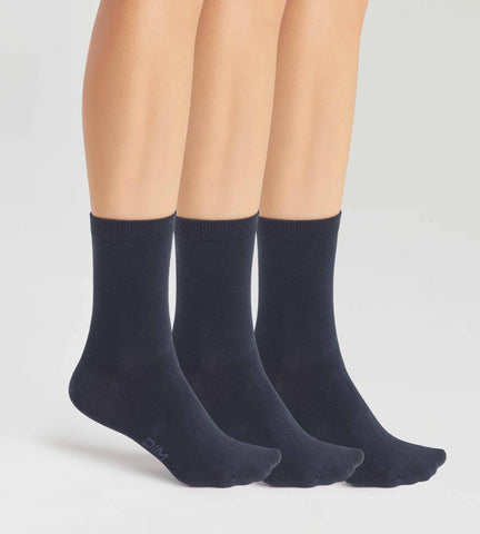 Lot de 3 paires de chaussettes femme Bleu Marine en coton Dim - Féminin - Taille 35/38