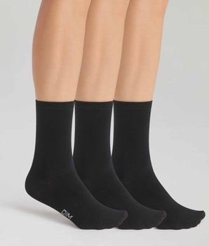 Lot de 3 paires de chaussettes femme Noir en coton Dim