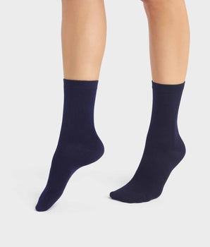 Lot de 2 paires de chaussettes femme en viscose Bleu Marine Dim Bambou