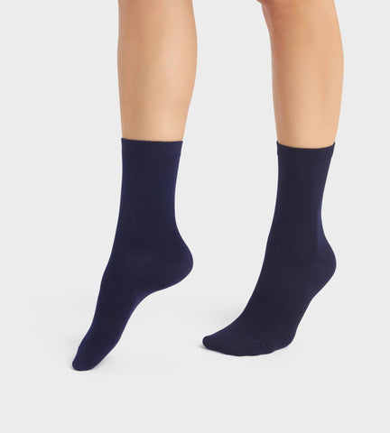 Lot de 2 paires de chaussettes femme en viscose Bleu Marine Dim Bambou