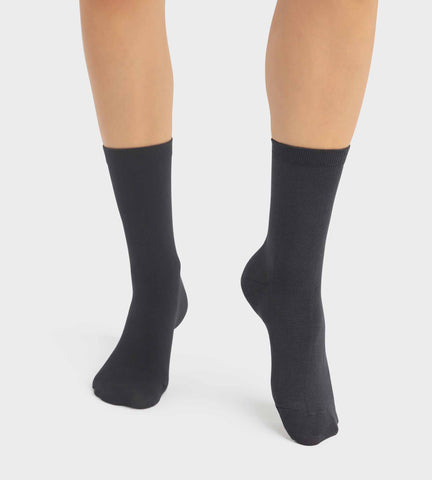 DIM - Lot de 2 paires de chaussettes femme en viscose Anthracite Dim Bambou en Soldes - Féminin - taille 35/38