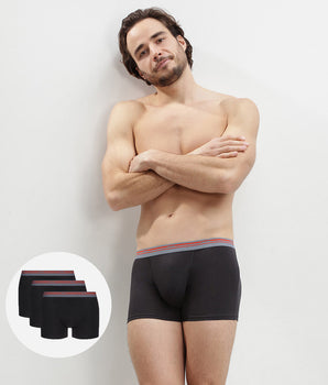 Lot de 3 boxers coton stretch Noir pour homme Daily Colors