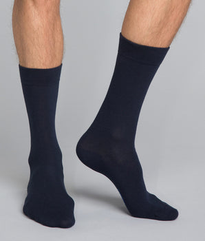 Mi-chaussettes classique coton X3 bleu Homme Basic Coton