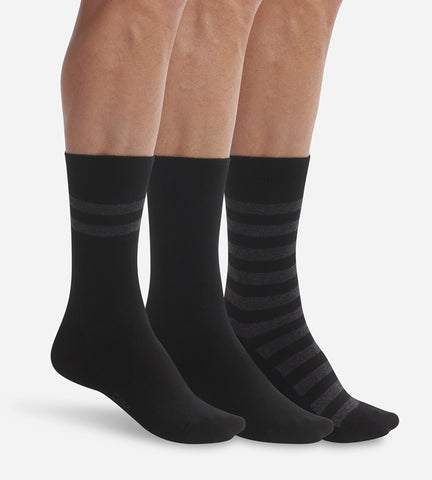 DIM - Lot de 3 paires de chaussettes homme Noir à rayures Dim Coton Style en Soldes - Masculin - taille 39/42