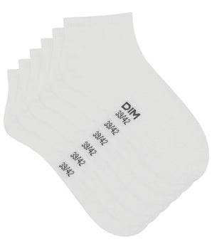 Lot de 3 paires de chaussettes courtes femme Blanc Dim Coton