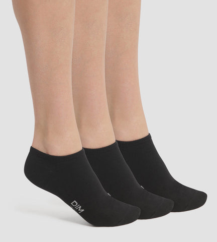 DIM - Lot de 3 paires de chaussettes courtes femme Noir Dim Coton en Soldes - Féminin - taille 35/38