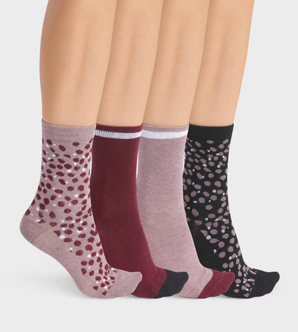 Lot de 4 paires de chaussettes femme Noir Grenat à taches Ecodim Style - Féminin - Taille TU