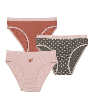 Lot de 3 culottes fille coton stretch à pois Rose Les Pockets de Dim