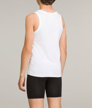 Débardeur blanc de sport pour garçon 100% coton Basic Sport