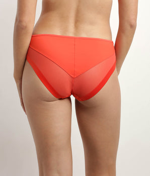 Slip femme en microfibre et tulle Rouge Feu Generous