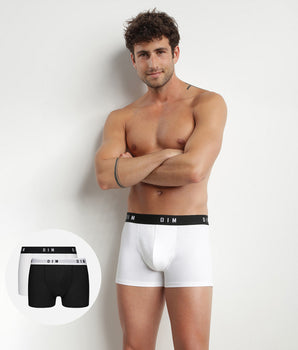 Lot de 2 boxers homme coton stretch ceinture rétro Noir Dim Originals