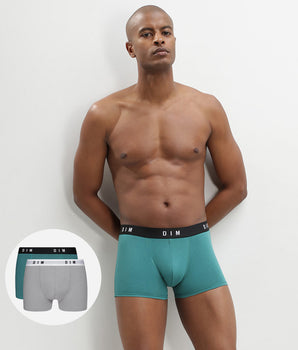 Lot de 2 boxers homme coton stretch Acier Vert Émeraude Dim Originals