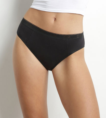 Culotte menstruelle lavable en coton bio noir Flux abondant Dim Protect - Féminin - Taille 36/38