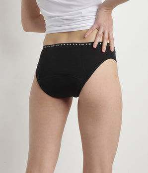 Culotte menstruelle lavable en coton bio noir Flux abondant Dim Protect