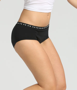 Shorty menstruel lavable en coton bio noir Flux moyen Dim Protect