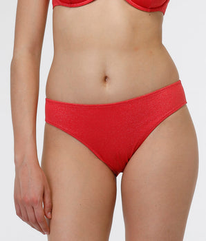 Maillot de bain slip en microfibre Lurex uni corail