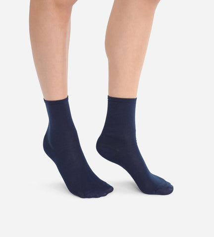 DIM - Lot de 2 paires de chaussettes femme Bleu Marine Coton Mercerisé en Soldes - Féminin - taille 39/42