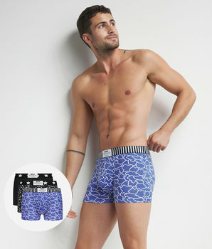 Lot de 3 boxers homme motifs Nuages Bleu Noir Dim Vibes