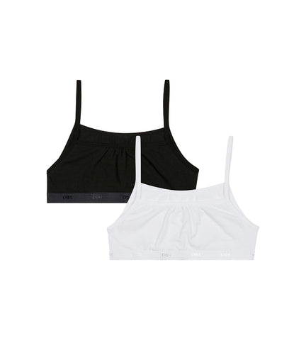 DIM - Lot de 2 brassières filles coton stretch Noir Blanc Les Pockets Ecodim en Soldes - Féminin - taille 8