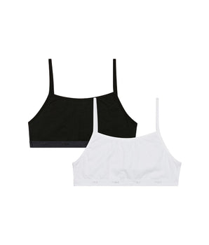 Lot de 2 brassières filles coton stretch Noir Blanc Les Pockets Ecodim