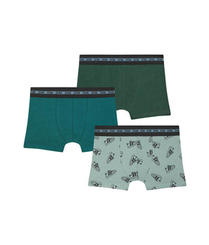 Lot de 3 boxers garçon à motifs baskets Bleu Dim Coton Stretch