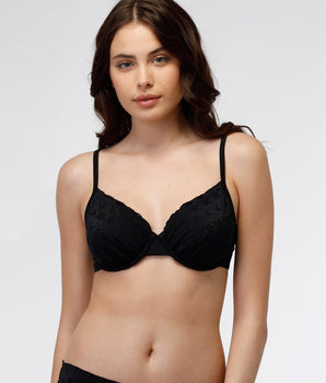 Maillot de bain soutien-gorge en dentelle Sangallo avec armatures noir