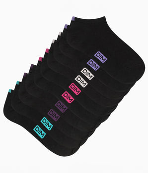 Lot de 5 paires de socquettes femme Noir à marqueurs colorés EcoDim