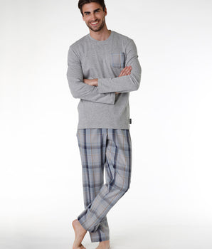 Pyjama homme en jersey de coton, gris chiné