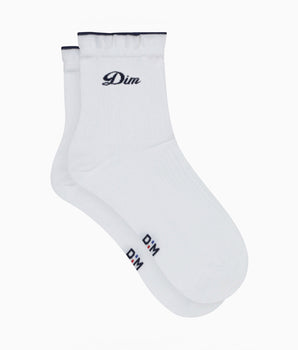 Socquettes femme en coton Blanc signature Dim brodé Madame Dim