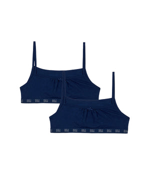 Lot de 2 brassières fille en coton bio Bleu Marine Dim Skin Care