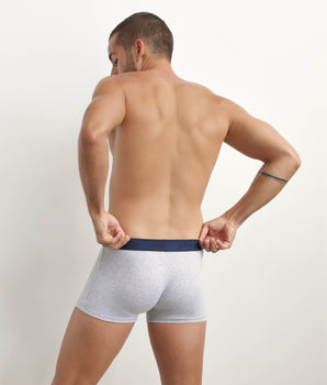 Boxer homme en coton stretch à ceinture contrastée Gris Dim Fancy