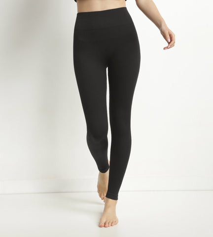 Legging femme Noir côtelé à ceinture extra large Dim Relax &and Go