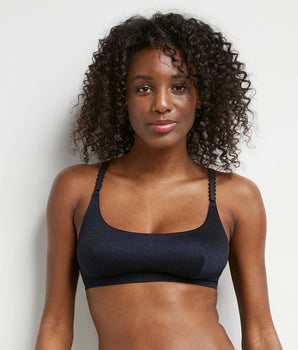 Brassière femme sans armatures en microfibre satinée Bleue Starlight