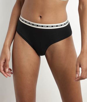 Shorty femme coton modal Noir à ceinture contrastée Dim Icons Essentiel