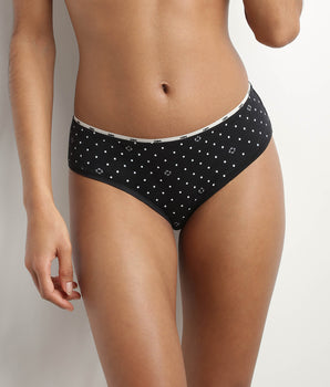 Slip femme en coton modal Noir à motif logo Dim Icons Essentiel