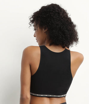 Crop top en modal polyamide côtelée sans couture Noir Dim Icons Seamless